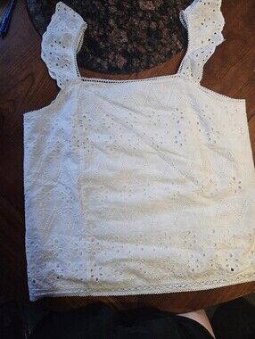 NWOT White Eyelet Blouse Babydoll Shirt